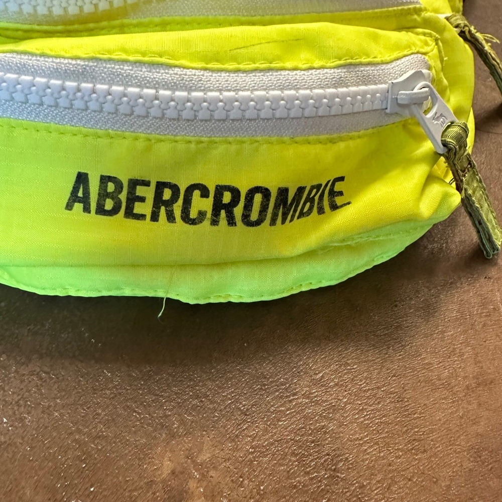 Abercrombie Neon Yellow Fanny Pack Belt Bag Double Zip Festival Rave - Picture 3 of 5